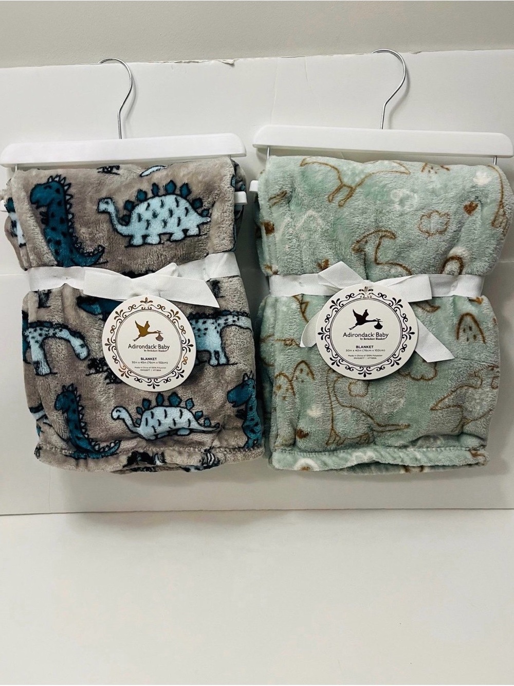 Adirondack Baby by Berkshire Dinosaur Baby Blankets Lot of 2 Pterosaurs Rainbows